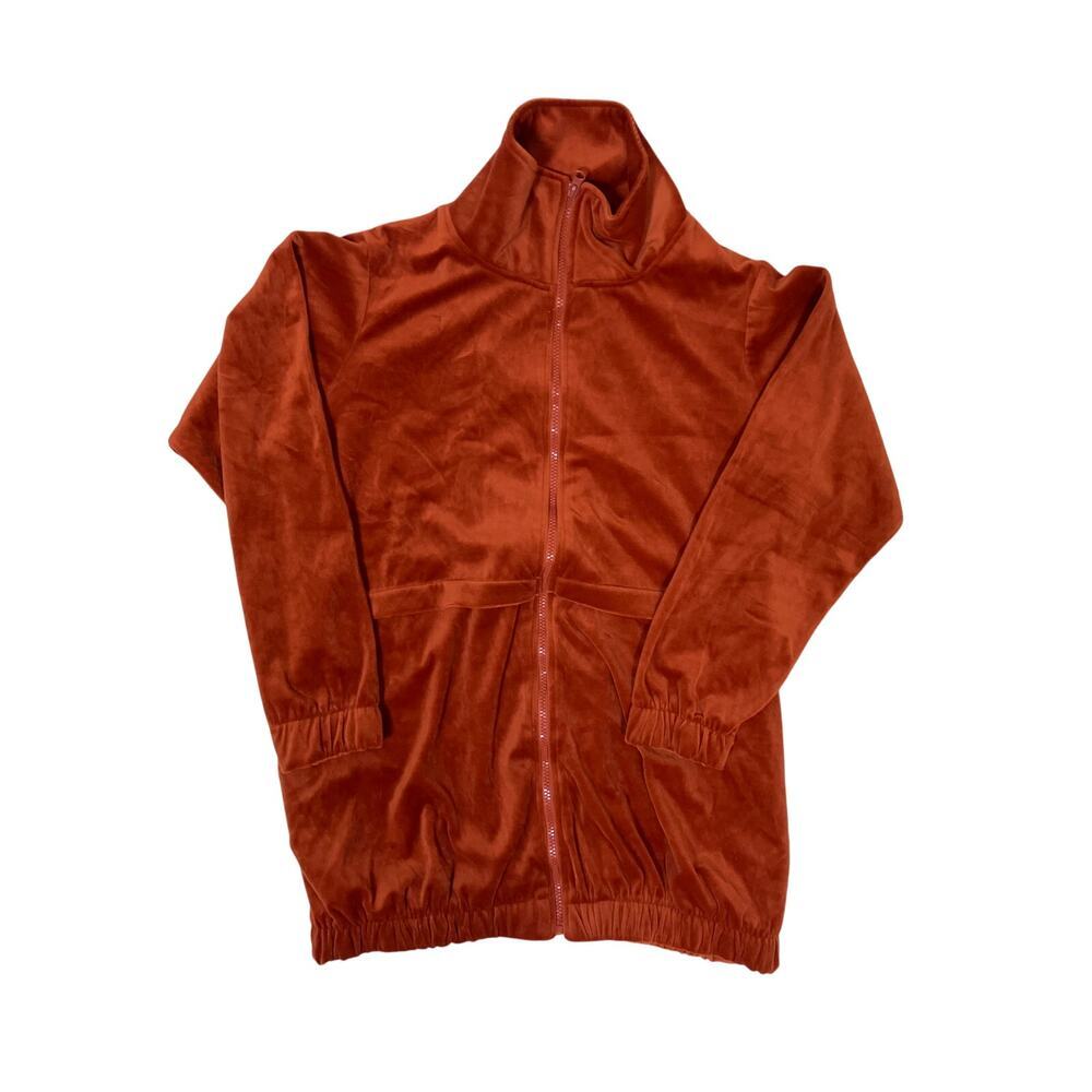 Roamans Vintage Rust Velour Zip Up Jacket Women’s Small Auburn Fall Retro Style